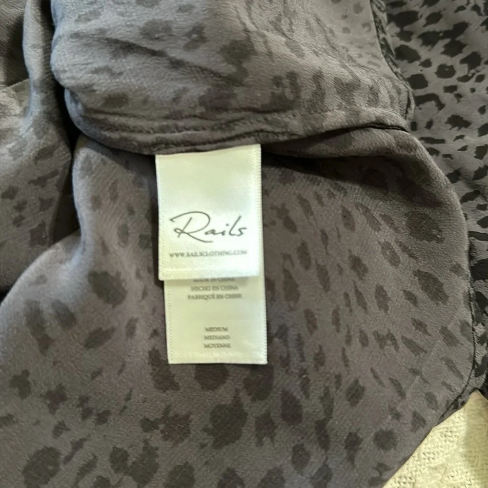 Rails Jasmine‎ Boho Long Sleeve Smock Waist Mini Dress  in Spotted Slate - Picture 8 of 14